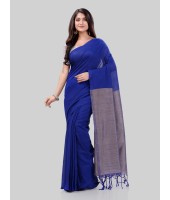 DESH BIDESH Women`s Khadi Cotton Handloom RupSagar Design Saree Without Blouse Piece(Blue)